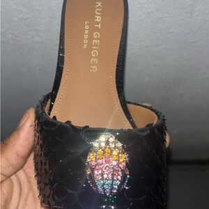 Kurt Geiger Black Mules with Multicolor Embellishment